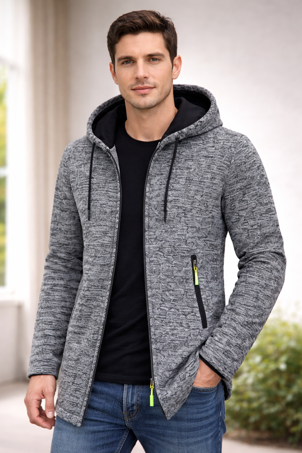 Refined Zip-Front Hooded Sweatshirt