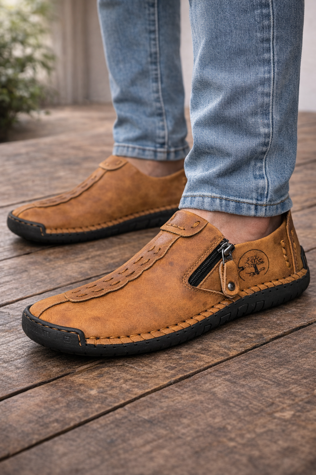 Handcrafted Leather Loafers with Flexible Sole